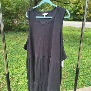 NWT Terra & Sky Women's Black Tiered Tank Dress w/Pockets Size 5X
